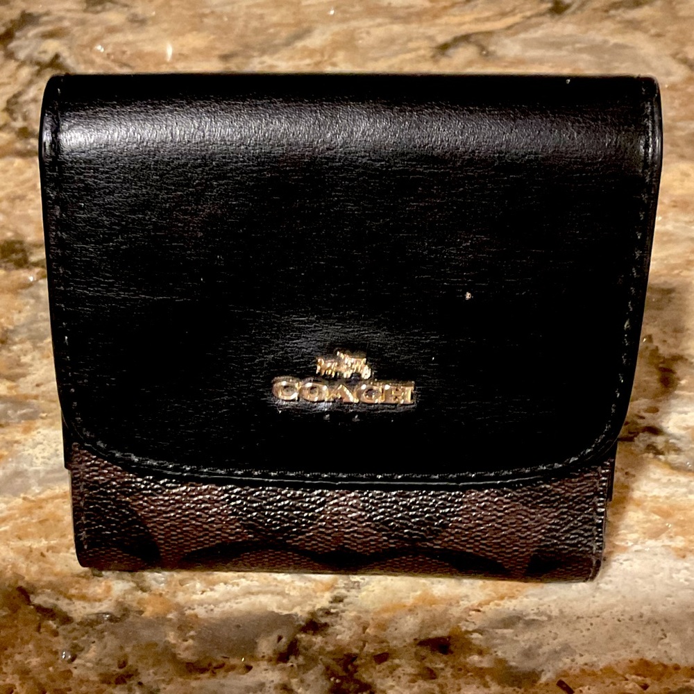 Small Coach Black and Brown Wallet